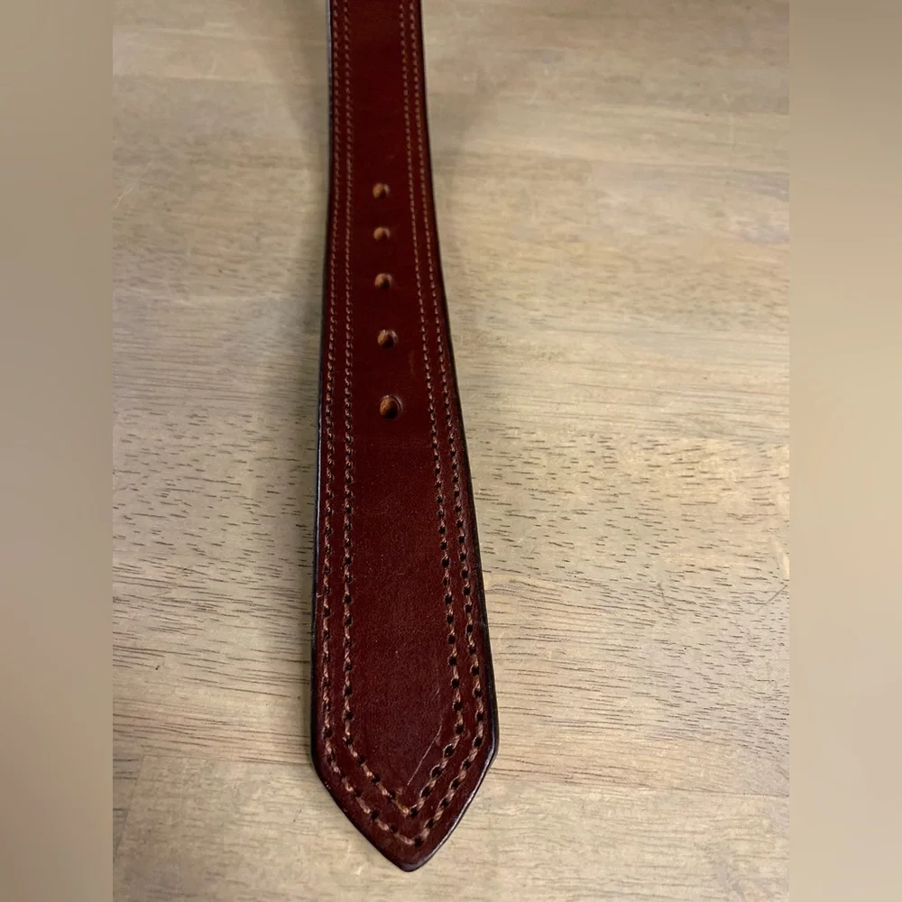 Amish Made Handcrafted Men's Stitched Brown Leather Belt Made in USA Retails $89